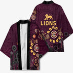 Brisbane Lions Football Kimono Aboriginal Dot and Spiral Art
