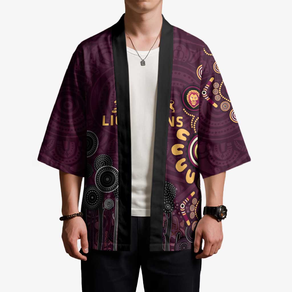 Brisbane Lions Football Kimono Aboriginal Dot and Spiral Art