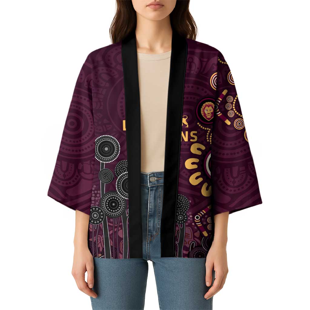 Brisbane Lions Football Kimono Aboriginal Dot and Spiral Art