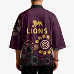 Brisbane Lions Football Kimono Aboriginal Dot and Spiral Art