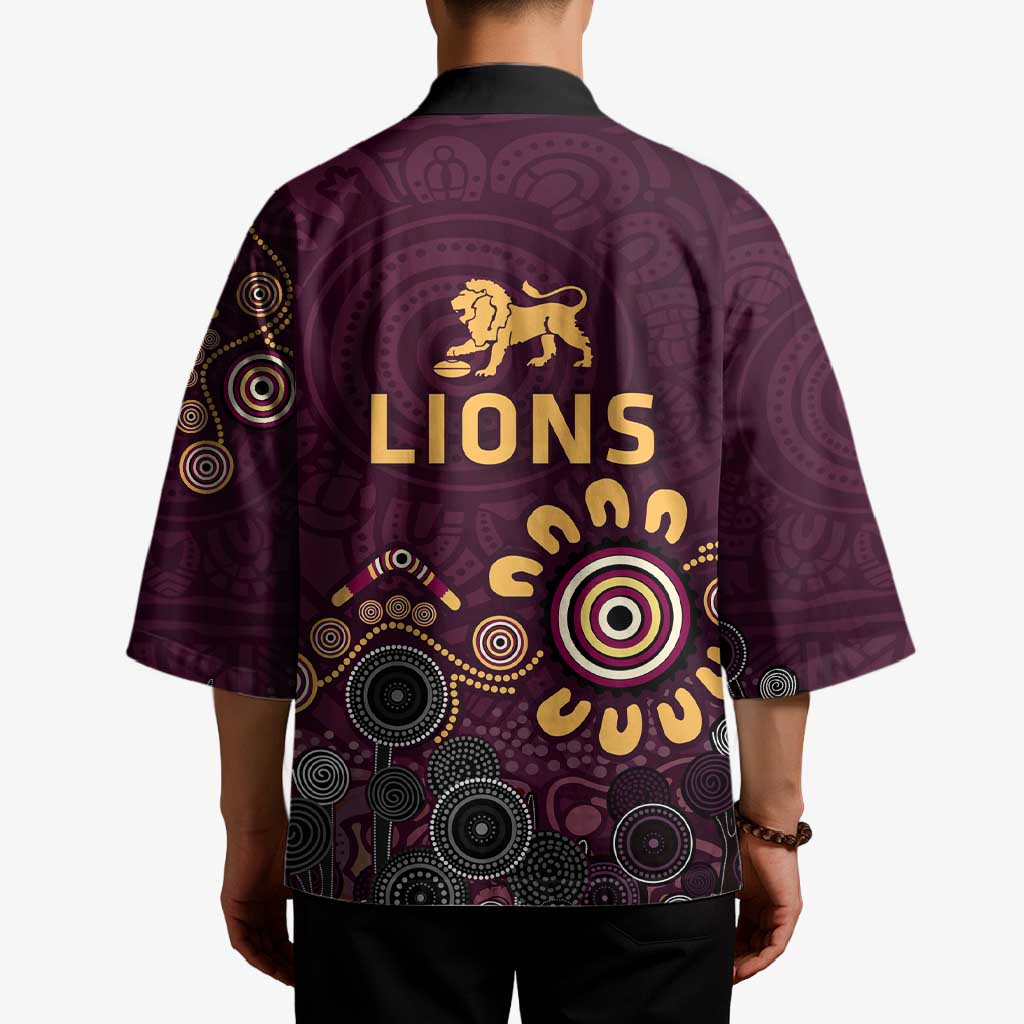 Brisbane Lions Football Kimono Aboriginal Dot and Spiral Art