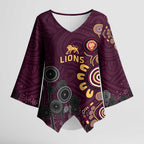 Brisbane Lions Football Kimono Sleeve Blouse Aboriginal Dot and Spiral Art