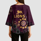 Brisbane Lions Football Kimono Sleeve Blouse Aboriginal Dot and Spiral Art