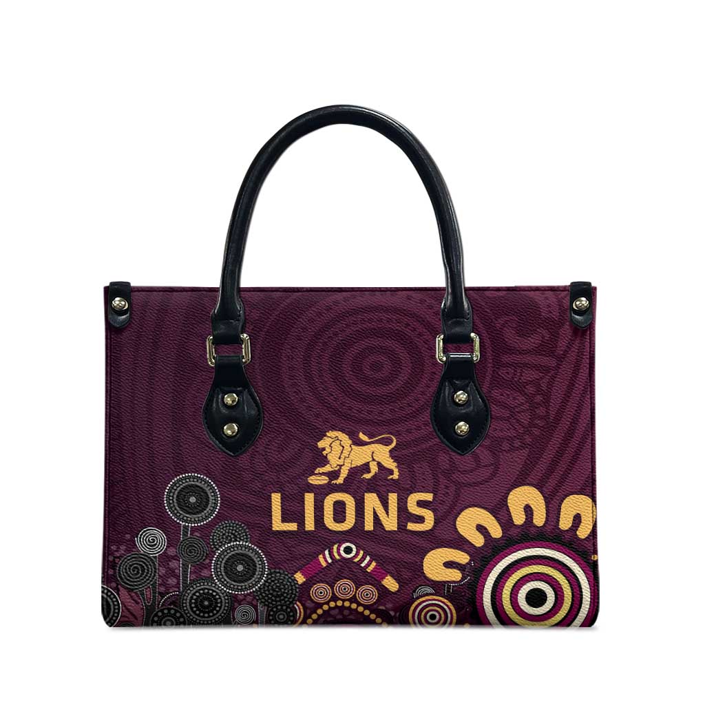 Brisbane Lions Football Leather Bag Aboriginal Dot and Spiral Art