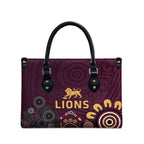 Brisbane Lions Football Leather Bag Aboriginal Dot and Spiral Art
