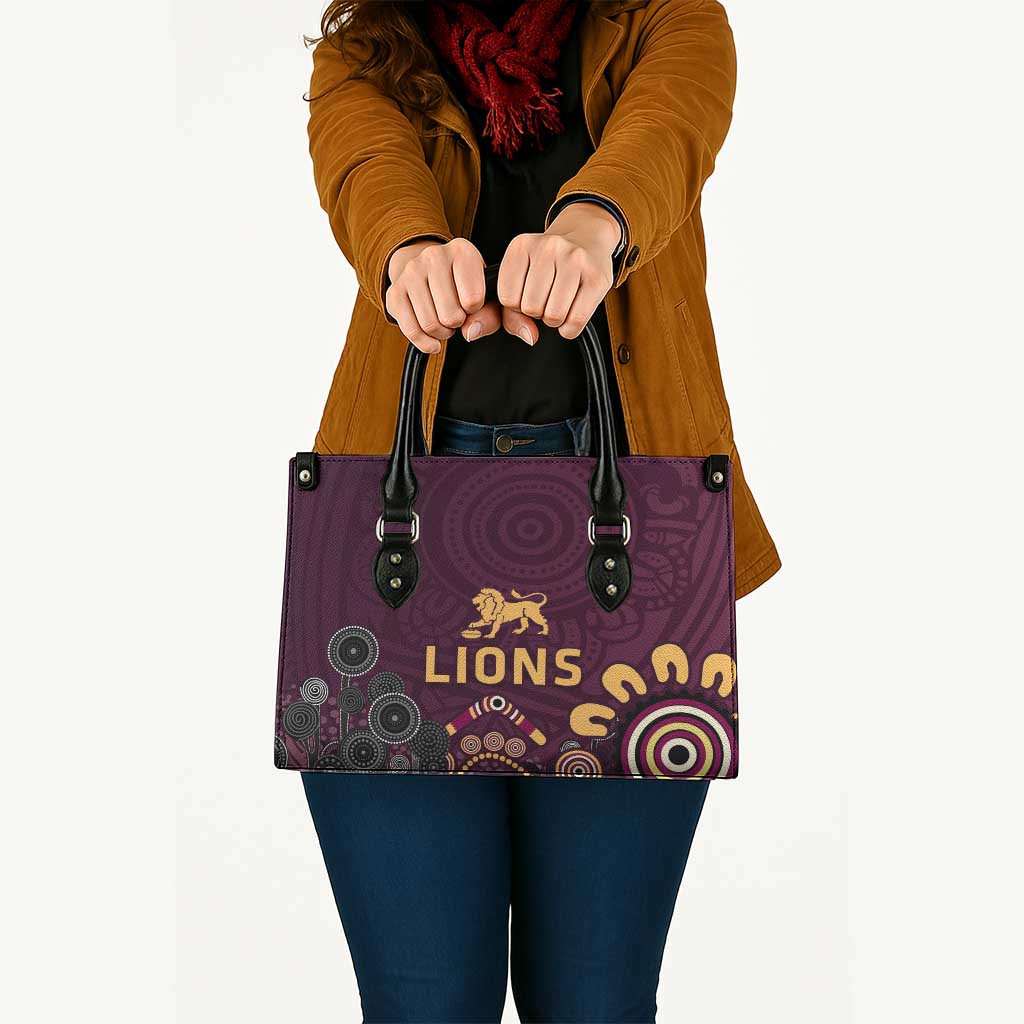 Brisbane Lions Football Leather Bag Aboriginal Dot and Spiral Art