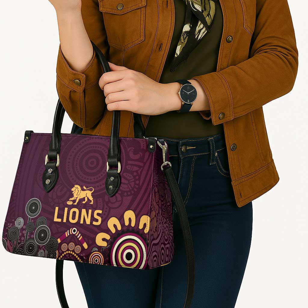 Brisbane Lions Football Leather Bag Aboriginal Dot and Spiral Art