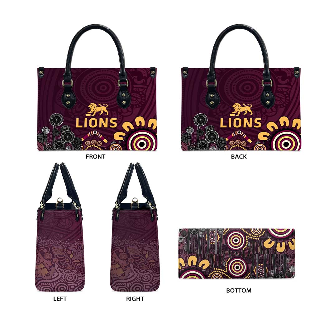 Brisbane Lions Football Leather Bag Aboriginal Dot and Spiral Art