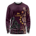 Brisbane Lions Football Long Sleeve Shirt Aboriginal Dot and Spiral Art
