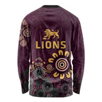 Brisbane Lions Football Long Sleeve Shirt Aboriginal Dot and Spiral Art
