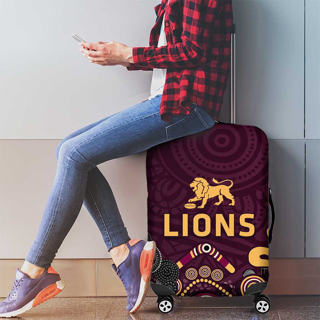 Brisbane Lions Football Luggage Cover Aboriginal Dot and Spiral Art