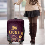 Brisbane Lions Football Luggage Cover Aboriginal Dot and Spiral Art