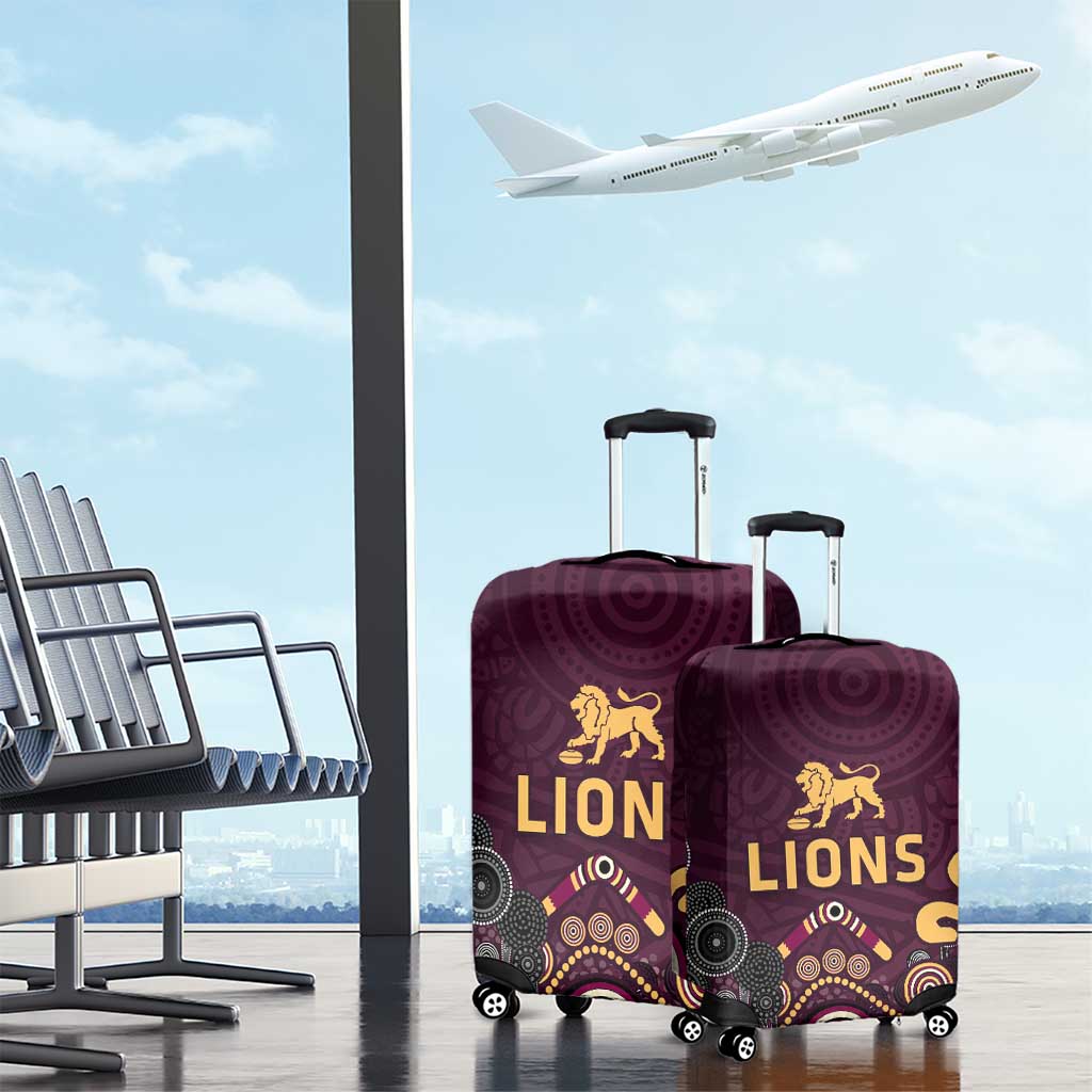 Brisbane Lions Football Luggage Cover Aboriginal Dot and Spiral Art