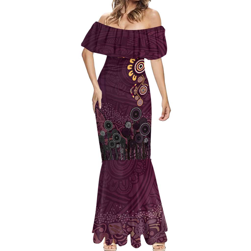 Brisbane Lions Football Mermaid Dress Aboriginal Dot and Spiral Art