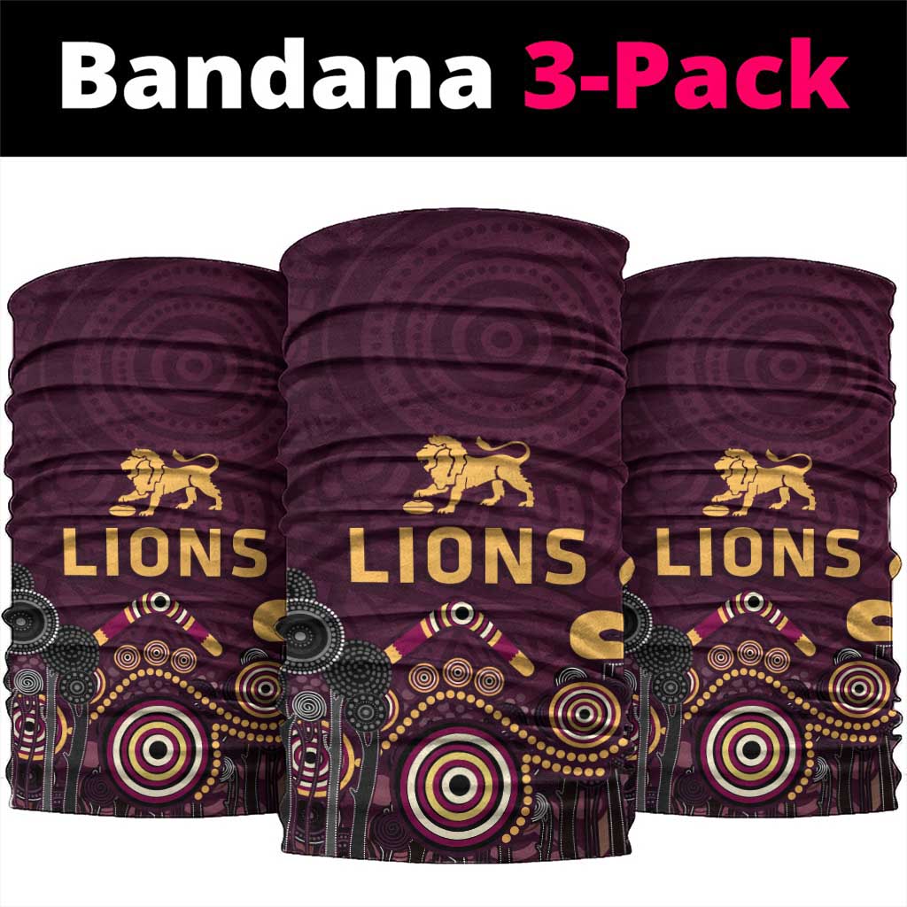 Brisbane Lions Football Neck Gaiter Aboriginal Dot and Spiral Art