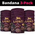 Brisbane Lions Football Neck Gaiter Aboriginal Dot and Spiral Art