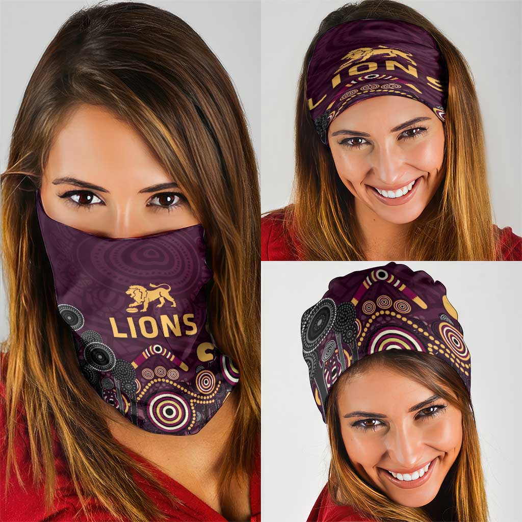 Brisbane Lions Football Neck Gaiter Aboriginal Dot and Spiral Art