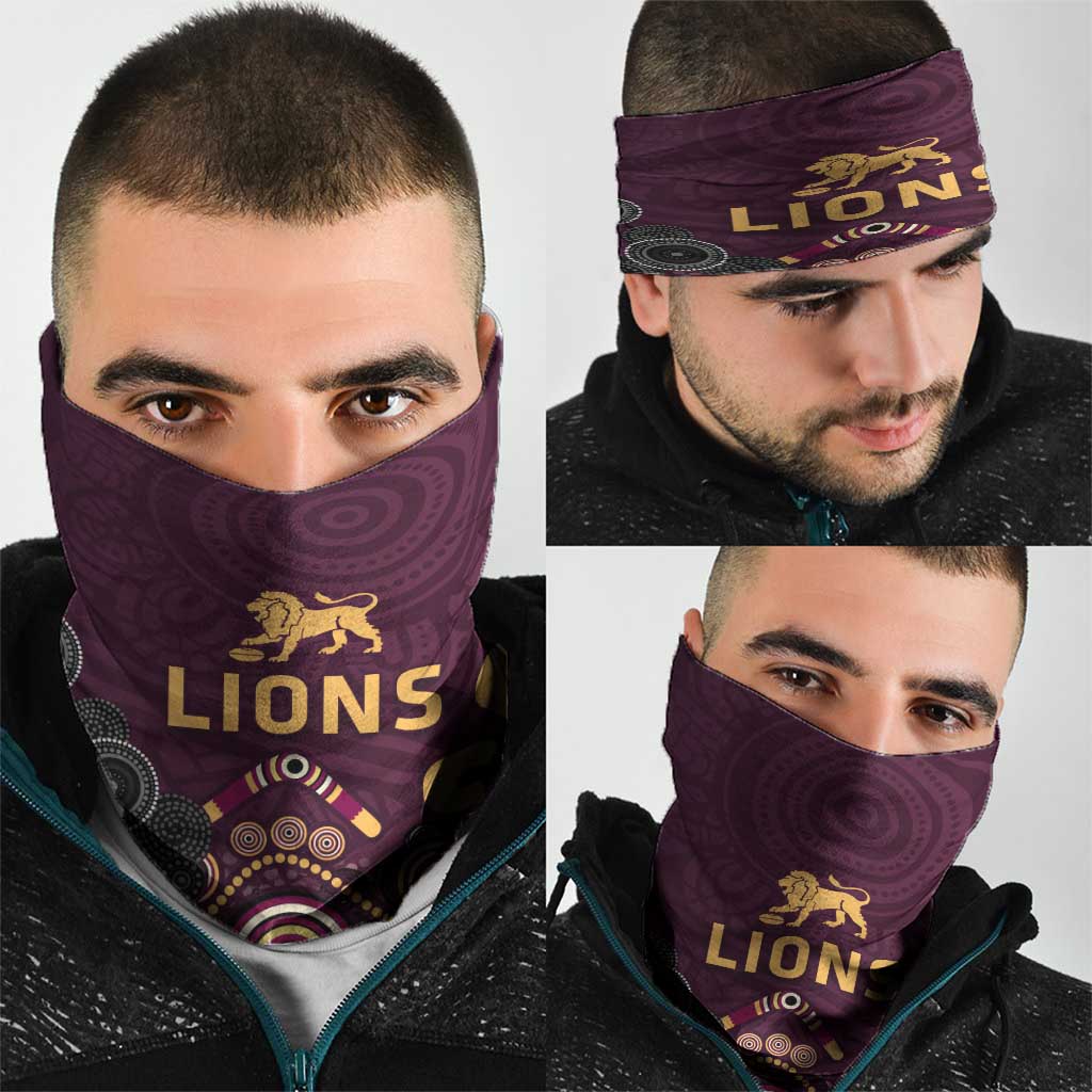 Brisbane Lions Football Neck Gaiter Aboriginal Dot and Spiral Art