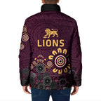 Brisbane Lions Football Padded Jacket Aboriginal Dot and Spiral Art