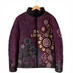 Brisbane Lions Football Padded Jacket Aboriginal Dot and Spiral Art