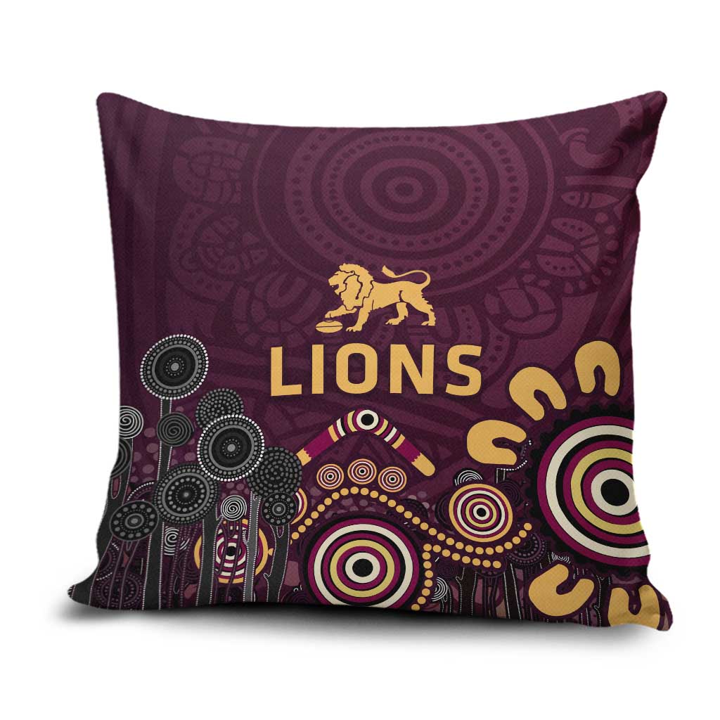 Brisbane Lions Football Pillow Cover Aboriginal Dot and Spiral Art