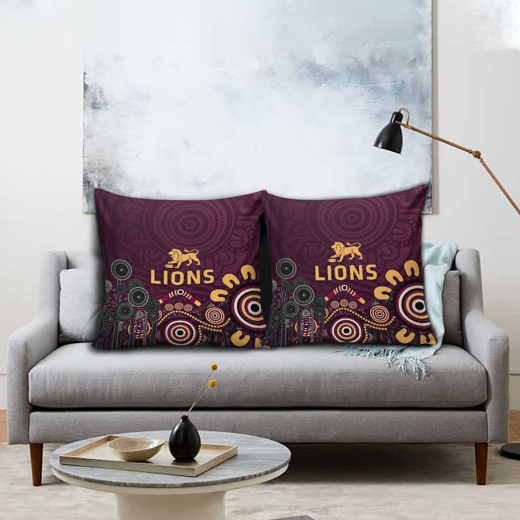 Brisbane Lions Football Pillow Cover Aboriginal Dot and Spiral Art