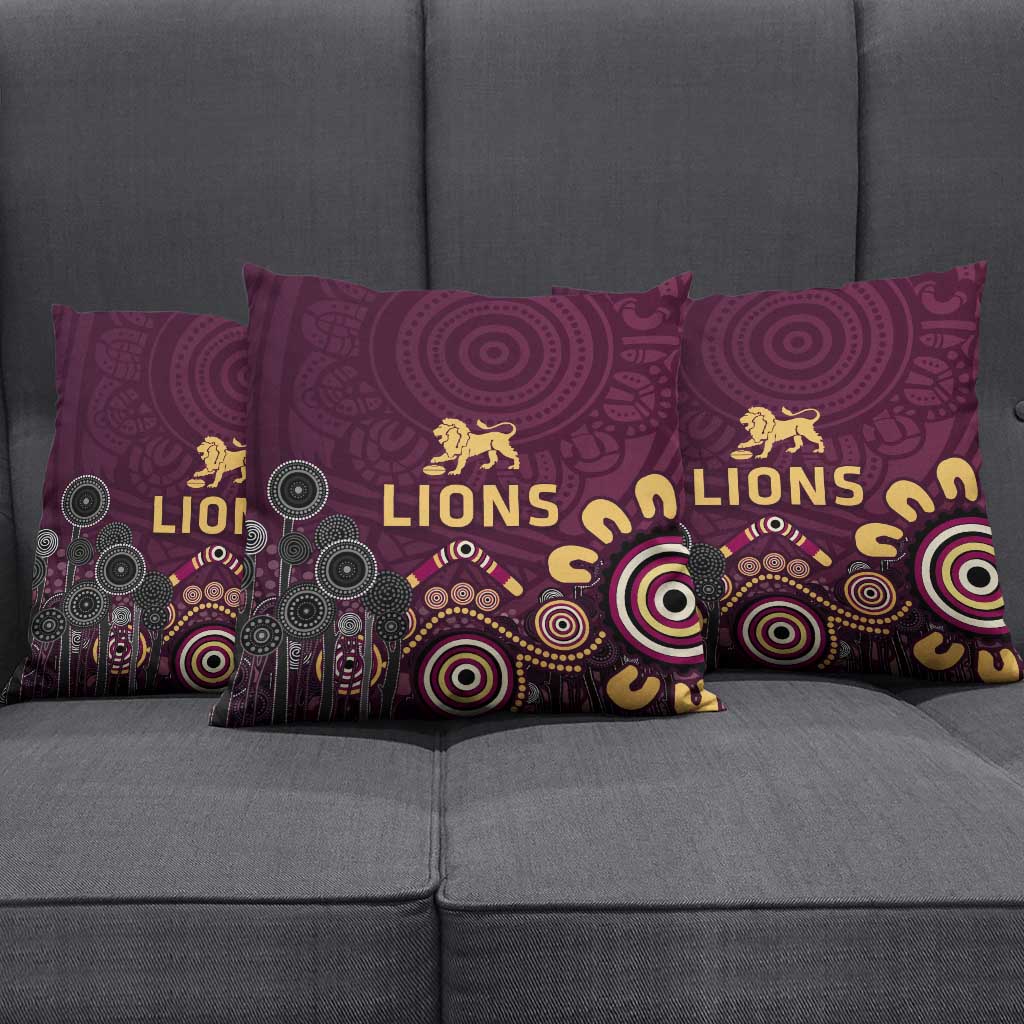Brisbane Lions Football Pillow Cover Aboriginal Dot and Spiral Art