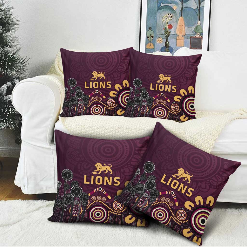 Brisbane Lions Football Pillow Cover Aboriginal Dot and Spiral Art