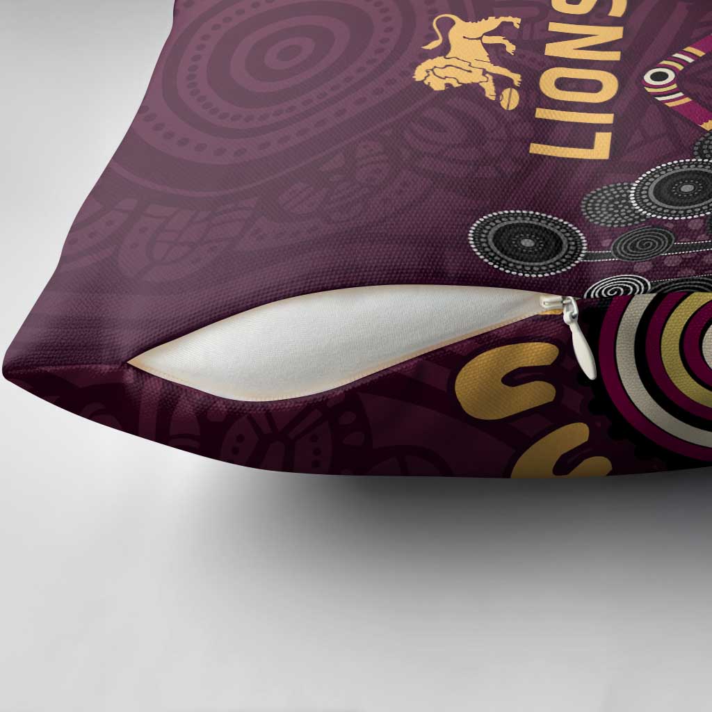 Brisbane Lions Football Pillow Cover Aboriginal Dot and Spiral Art