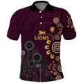 Brisbane Lions Football Polo Shirt Aboriginal Dot and Spiral Art
