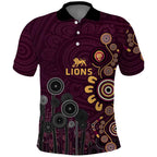 Brisbane Lions Football Polo Shirt Aboriginal Dot and Spiral Art
