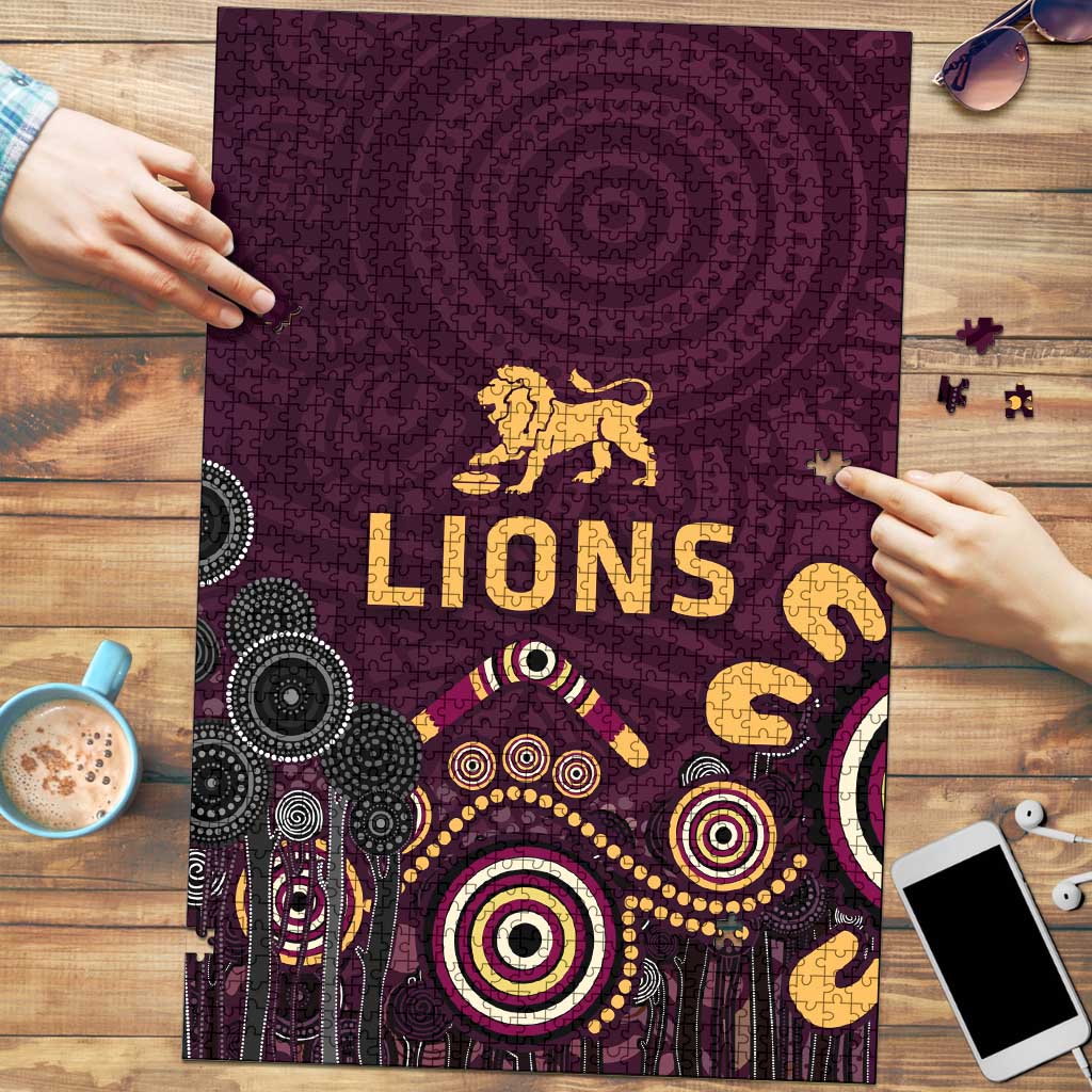 Brisbane Lions Football Puzzle Aboriginal Dot and Spiral Art