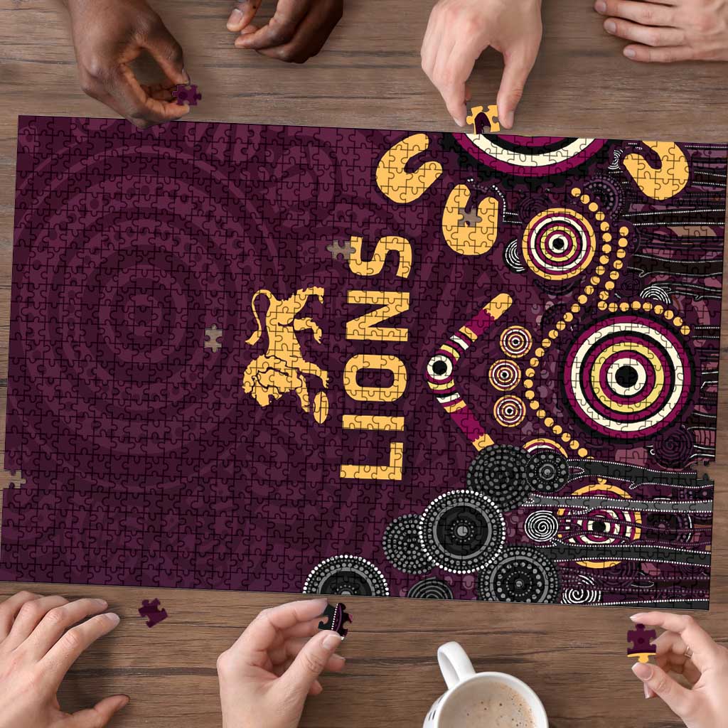 Brisbane Lions Football Puzzle Aboriginal Dot and Spiral Art
