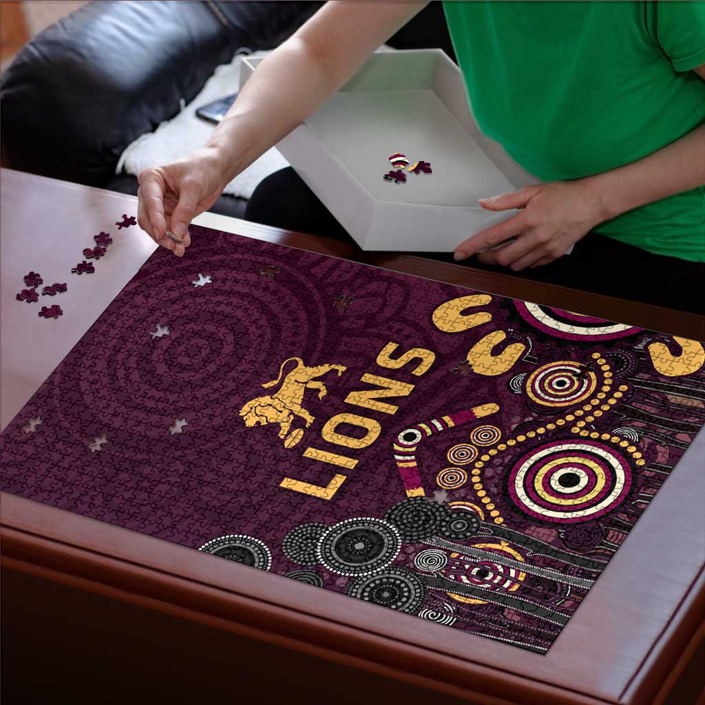 Brisbane Lions Football Puzzle Aboriginal Dot and Spiral Art