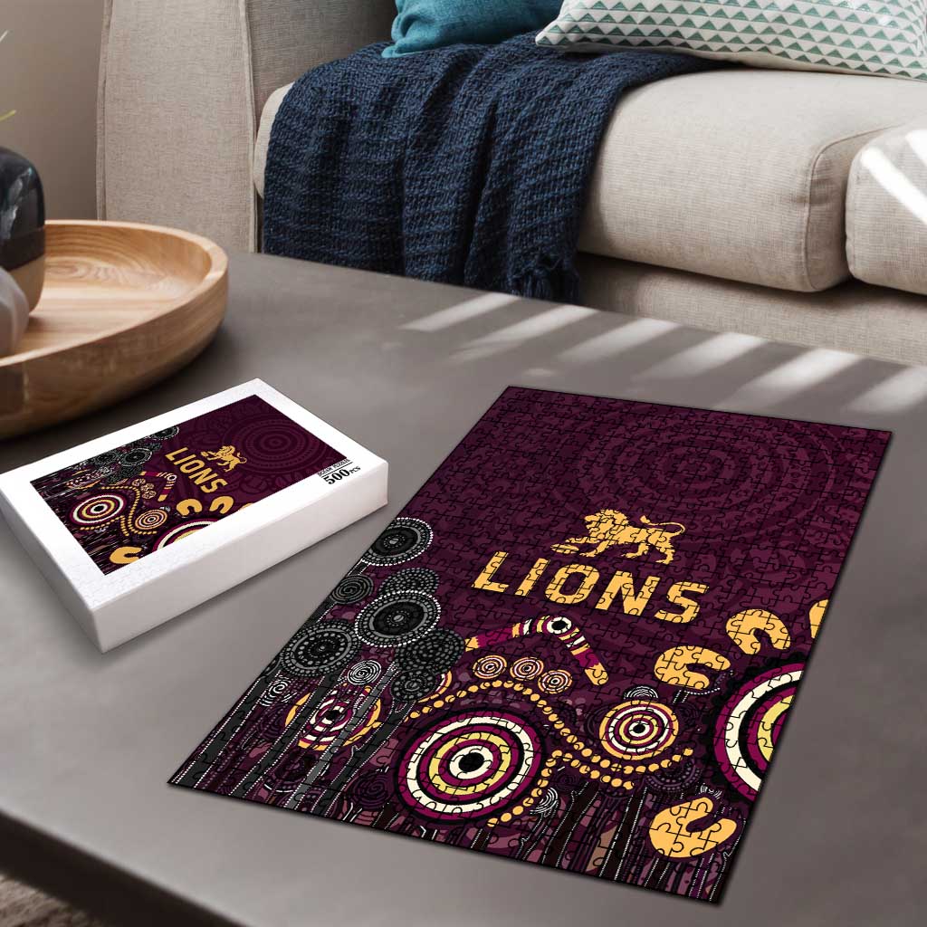 Brisbane Lions Football Puzzle Aboriginal Dot and Spiral Art