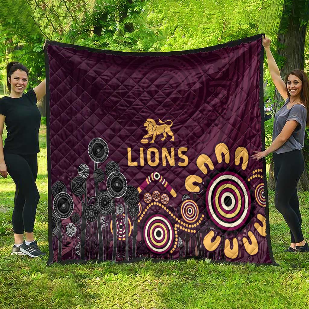 Brisbane Lions Football Quilt Aboriginal Dot and Spiral Art