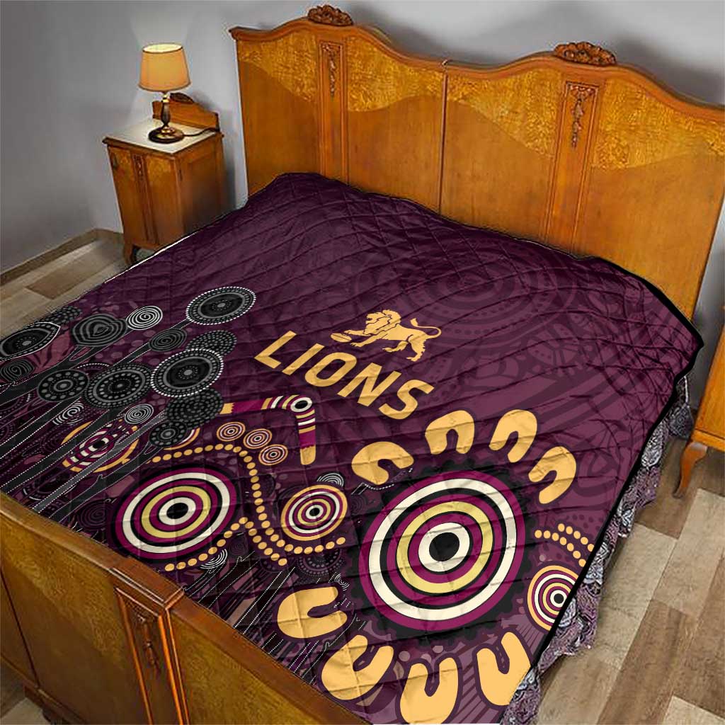 Brisbane Lions Football Quilt Aboriginal Dot and Spiral Art