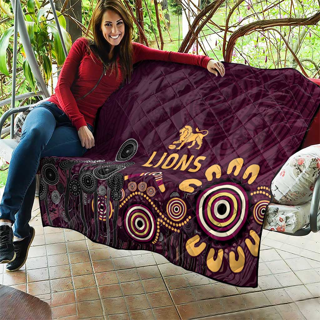 Brisbane Lions Football Quilt Aboriginal Dot and Spiral Art