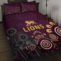 Brisbane Lions Football Quilt Bed Set Aboriginal Dot and Spiral Art