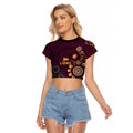 Brisbane Lions Football Raglan Cropped T Shirt Aboriginal Dot and Spiral Art