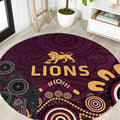 Brisbane Lions Football Round Carpet Aboriginal Dot and Spiral Art