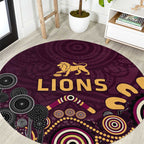 Brisbane Lions Football Round Carpet Aboriginal Dot and Spiral Art