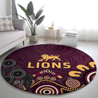Brisbane Lions Football Round Carpet Aboriginal Dot and Spiral Art