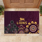 Brisbane Lions Football Rubber Doormat Aboriginal Dot and Spiral Art