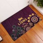 Brisbane Lions Football Rubber Doormat Aboriginal Dot and Spiral Art
