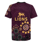 Brisbane Lions Football Rugby Jersey Aboriginal Dot and Spiral Art