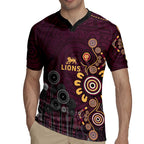 Brisbane Lions Football Rugby Jersey Aboriginal Dot and Spiral Art