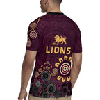 Brisbane Lions Football Rugby Jersey Aboriginal Dot and Spiral Art