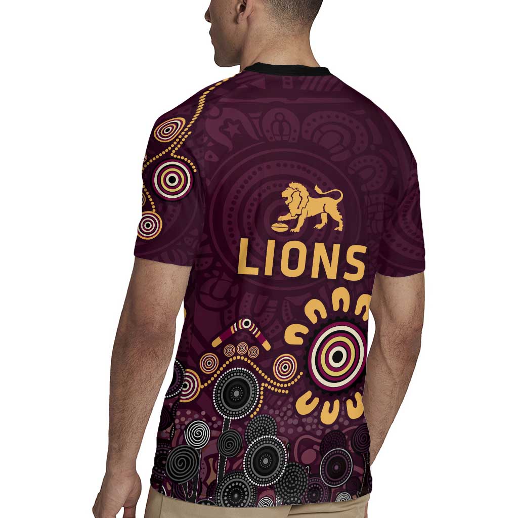 Brisbane Lions Football Rugby Jersey Aboriginal Dot and Spiral Art