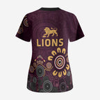 Brisbane Lions Football Scrub Top Aboriginal Dot and Spiral Art
